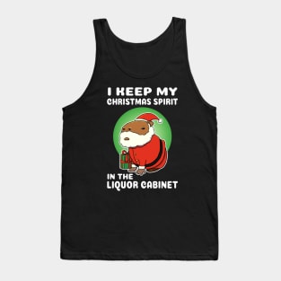 I keep my Christmas spirit in the liquor cabinet Capybara Christmas Tank Top